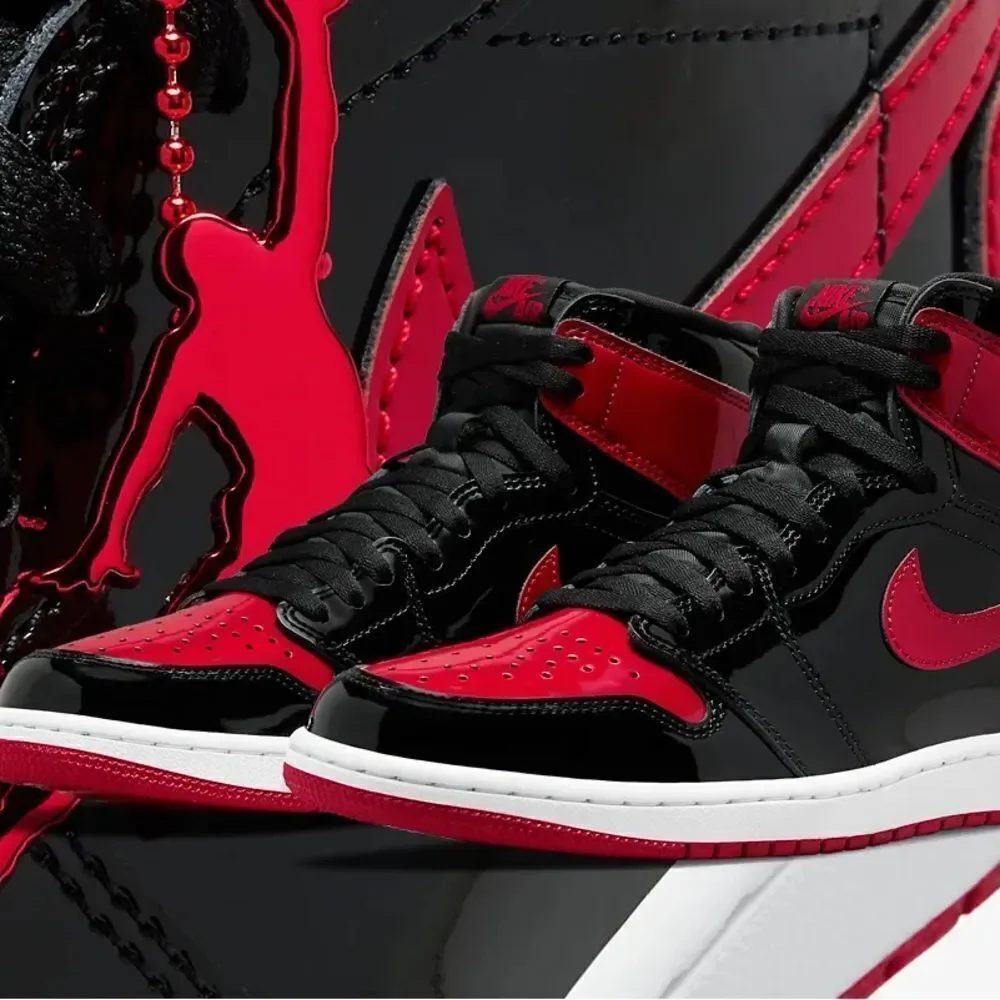 Nike Air Jordan 1 Retro High Patent Leather Bred Black Red Size 14 555088-063
